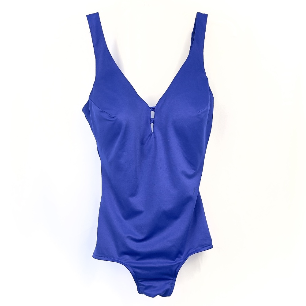 Royal Blue One Piece Front Lined Adjustable Strap Bathing Suit
